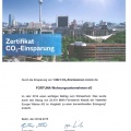 Zertifikat 2014 CO₂ – Einsparung durch Versorgung mit Vattenfall Fernwärme
